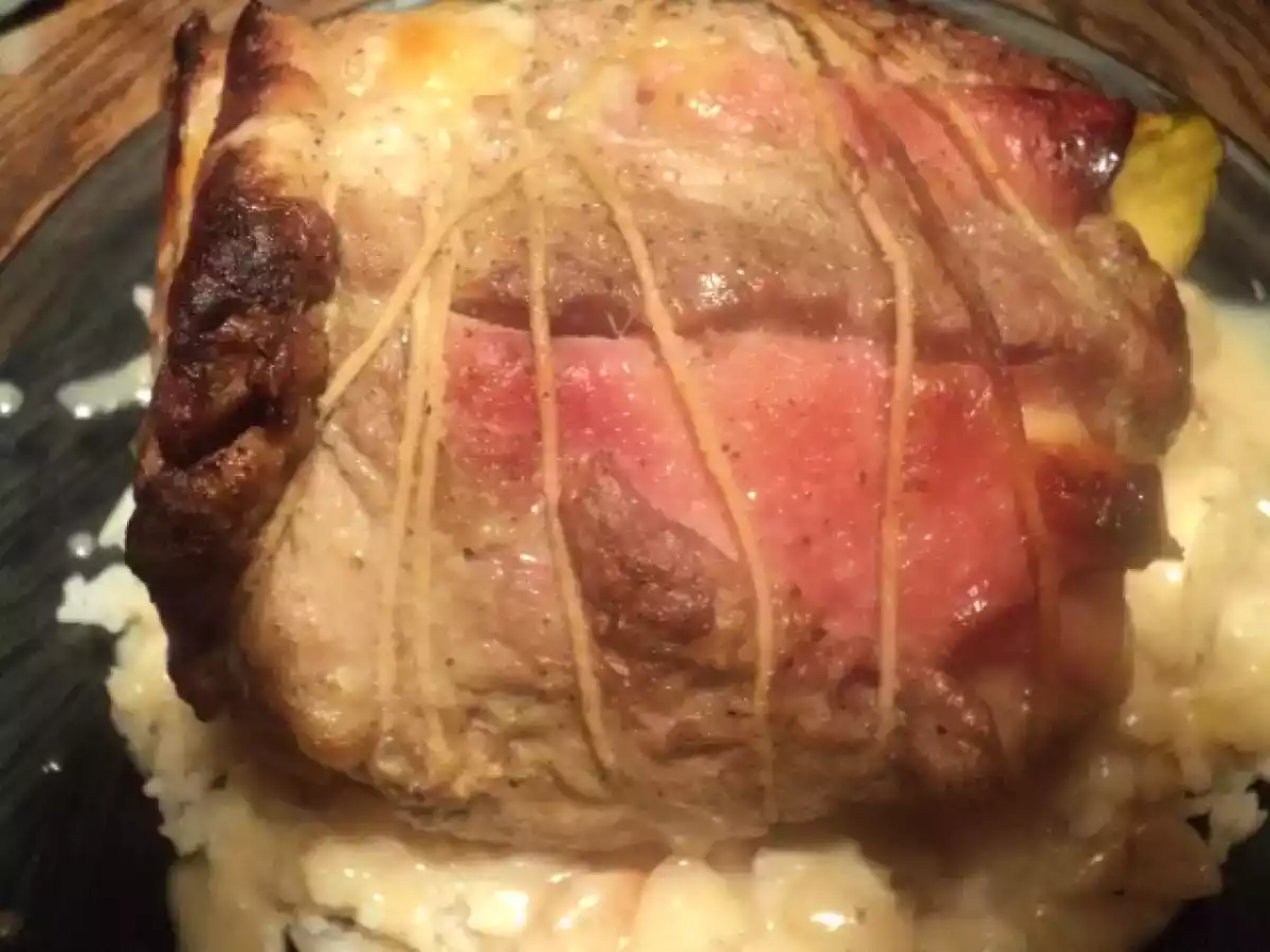 Pork Loin stuffed with Ham, Swiss and Dill Pickles